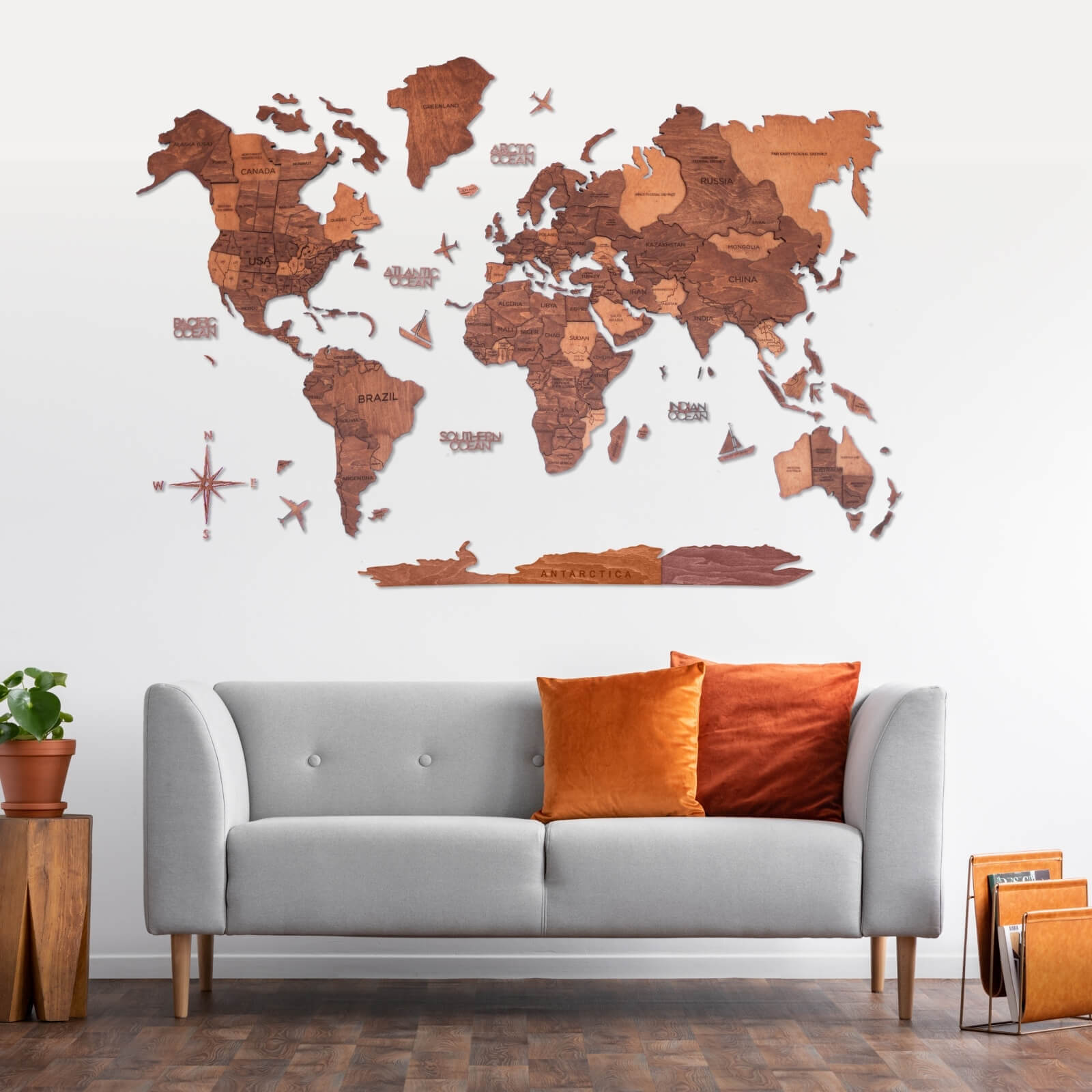 3D Wooden World Map Oak (for US only) - SJB-DIAMOND ELITES