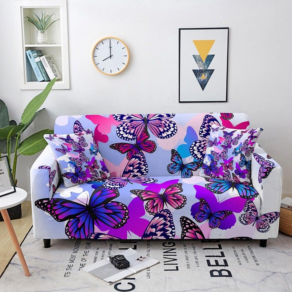 3D Printed Butterfly Slipcovers Sofa Cover for Living Room Sectional Couch Cover 2/3 Seater funda de sofá L Shape Sofa Need 2pcs Printed Sofa Cover - Animal Butterfly Anti-Slip Universal Stretch Sofa Protector Cover For Living Room Corner Sofa Stevvex