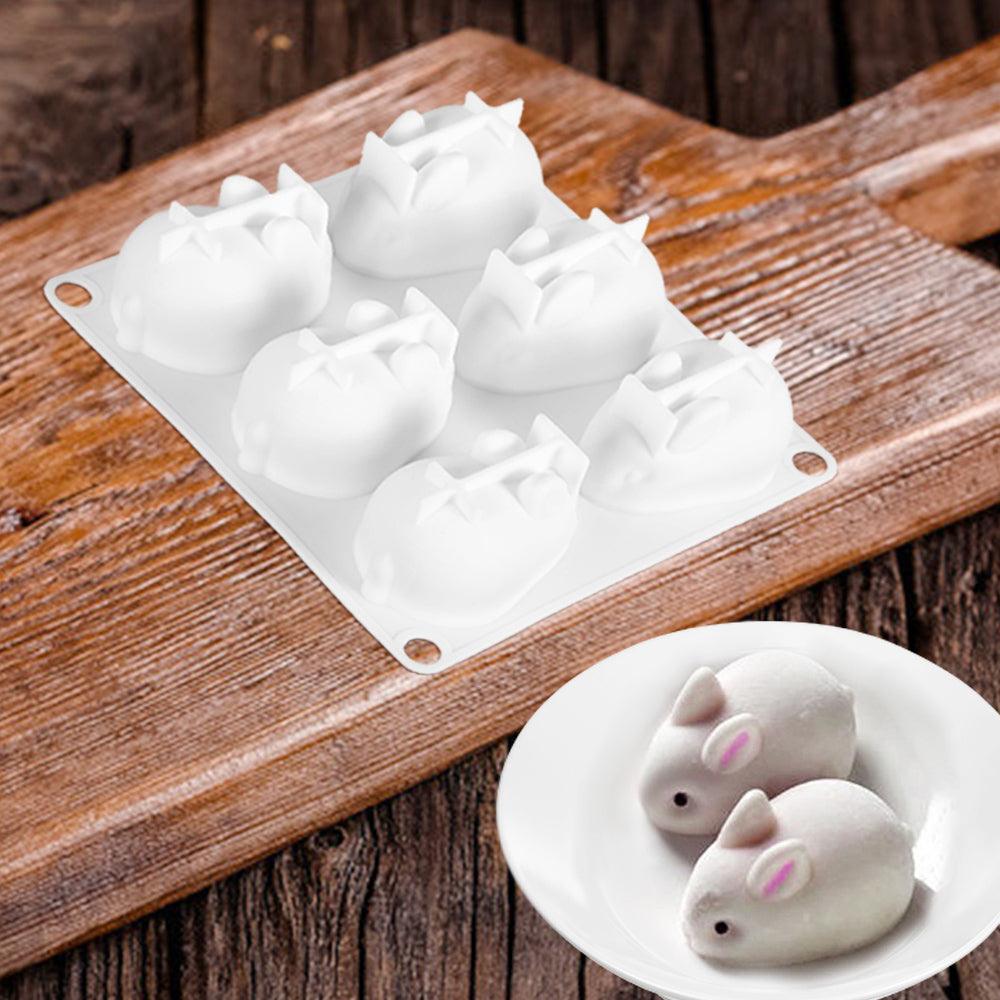 3D Rabbit Shape Silicone Cake Mold 6-cavity Mousse Dessert Baking Bunny Mold Chocolate Bakeware Pastry Decorating Mould Easter Bunny Chocolate Silicone Mold For Baking Rabbit Shape Stevvex