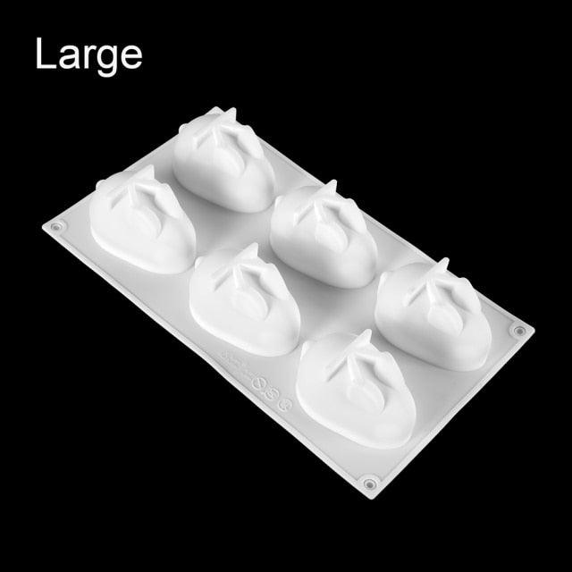 3D Rabbit Shape Silicone Cake Mold 6-cavity Mousse Dessert Baking Bunny Mold Chocolate Bakeware Pastry Decorating Mould Easter Bunny Chocolate Silicone Mold For Baking Rabbit Shape Stevvex