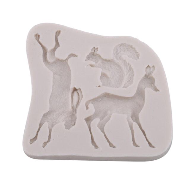 3D Rabbit Squirrel Fawn Bunny Silicone Mould Fondant Cake Chocolate Soap Mold Cupcake Tool Kitchen Dessert Accessories Appliance Squirrel Fawn Bunny Shape Silicone Ice Cube Mold Silicone Fondant Mold Chocolate Mold Soap Mold Stevvex