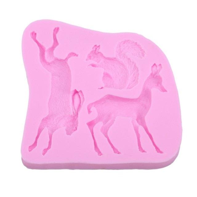 3D Rabbit Squirrel Fawn Bunny Silicone Mould Fondant Cake Chocolate Soap Mold Cupcake Tool Kitchen Dessert Accessories Appliance Squirrel Fawn Bunny Shape Silicone Ice Cube Mold Silicone Fondant Mold Chocolate Mold Soap Mold Stevvex