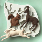 3D Rabbit Squirrel Fawn Bunny Silicone Mould Fondant Cake Chocolate Soap Mold Cupcake Tool Kitchen Dessert Accessories Appliance Squirrel Fawn Bunny Shape Silicone Ice Cube Mold Silicone Fondant Mold Chocolate Mold Soap Mold Stevvex