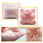 3D Roses Style Embroidered Polyester Cushion Cover Pillowcase Wedding Home Decorative Roses Floral Print Cushion Covers Throw Pillow Covers For Decorating Sofa Car Bedroom 42x42cm Stevvex
