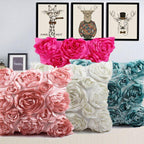 3D Roses Style Embroidered Polyester Cushion Cover Pillowcase Wedding Home Decorative Roses Floral Print Cushion Covers Throw Pillow Covers For Decorating Sofa Car Bedroom 42x42cm Stevvex