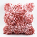 3D Roses Style Embroidered Polyester Cushion Cover Pillowcase Wedding Home Decorative Roses Floral Print Cushion Covers Throw Pillow Covers For Decorating Sofa Car Bedroom 42x42cm Stevvex