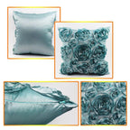 3D Roses Style Embroidered Polyester Cushion Cover Pillowcase Wedding Home Decorative Roses Floral Print Cushion Covers Throw Pillow Covers For Decorating Sofa Car Bedroom 42x42cm Stevvex