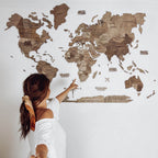 Wall Decor Bundle: 3D Wooden World Map with Flag Pins - SJB-DIAMOND ELITES
