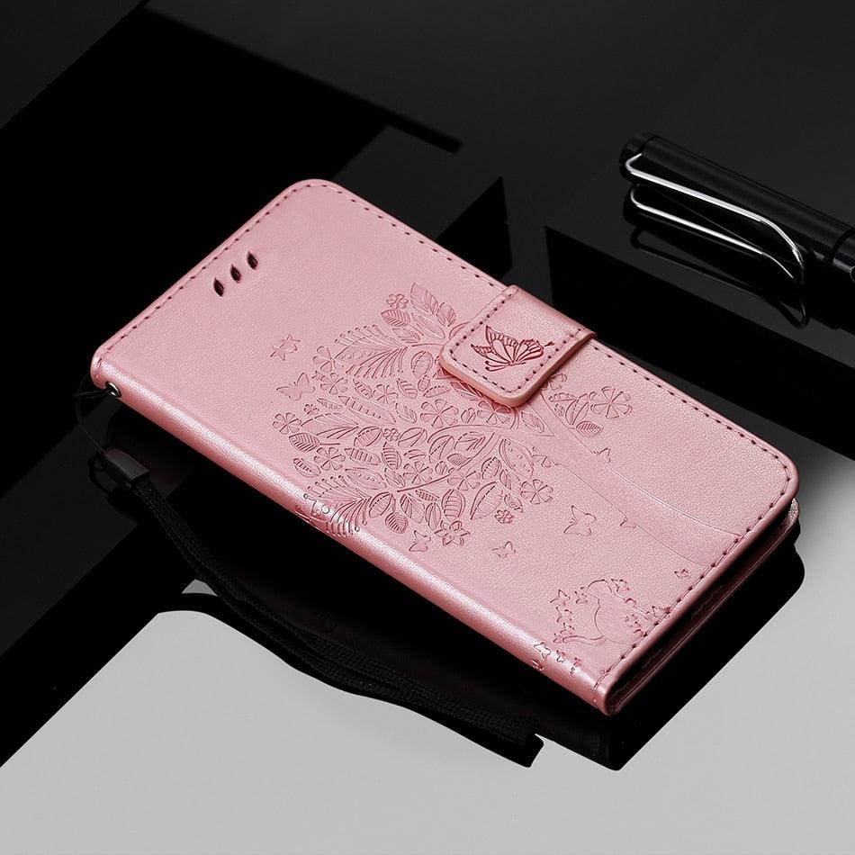 3D Tree Flip Leather Case For iPhone 13 12 Mini Phone Cover PU Leather Wallet Case with Card Holder Kickstand Wrist Strap Flip Cover for iPhone Stevvex