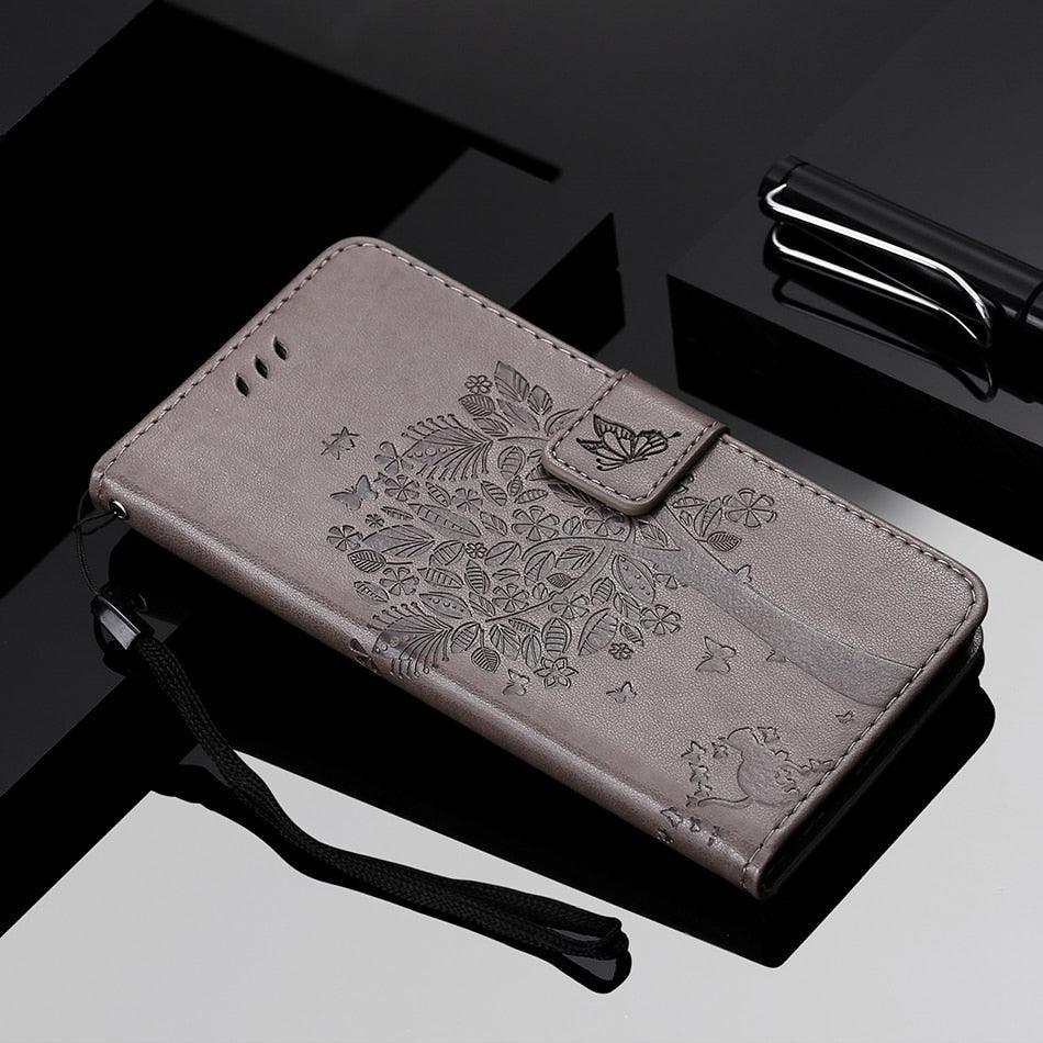 3D Tree Flip Leather Case For iPhone 13 12 Mini Phone Cover PU Leather Wallet Case with Card Holder Kickstand Wrist Strap Flip Cover for iPhone Stevvex