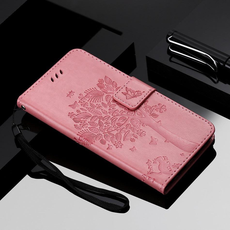 3D Tree Flip Leather Case For iPhone 13 12 Mini Phone Cover PU Leather Wallet Case with Card Holder Kickstand Wrist Strap Flip Cover for iPhone Stevvex