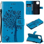 3D Tree Flip Leather Case For iPhone 13 12 Mini Phone Cover PU Leather Wallet Case with Card Holder Kickstand Wrist Strap Flip Cover for iPhone Stevvex