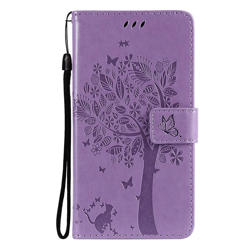 3D Tree Flip Leather Case For iPhone 13 12 Mini Phone Cover PU Leather Wallet Case with Card Holder Kickstand Wrist Strap Flip Cover for iPhone Stevvex