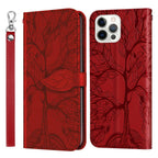 3D Tree Flip Leather Case For iPhone 13 12 Mini Phone Cover PU Leather Wallet Case with Card Holder Kickstand Wrist Strap Flip Cover for iPhone Stevvex