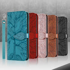 3D Tree Flip Leather Case For iPhone 13 12 Mini Phone Cover PU Leather Wallet Case with Card Holder Kickstand Wrist Strap Flip Cover for iPhone Stevvex