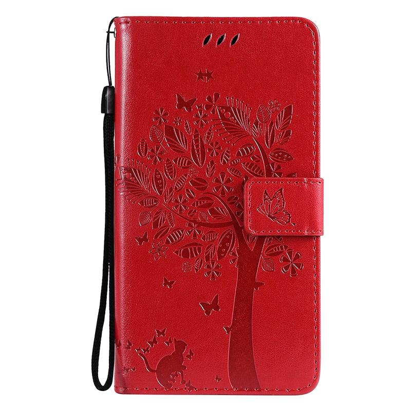 3D Tree Flip Leather Case For iPhone 13 12 Mini Phone Cover PU Leather Wallet Case with Card Holder Kickstand Wrist Strap Flip Cover for iPhone Stevvex