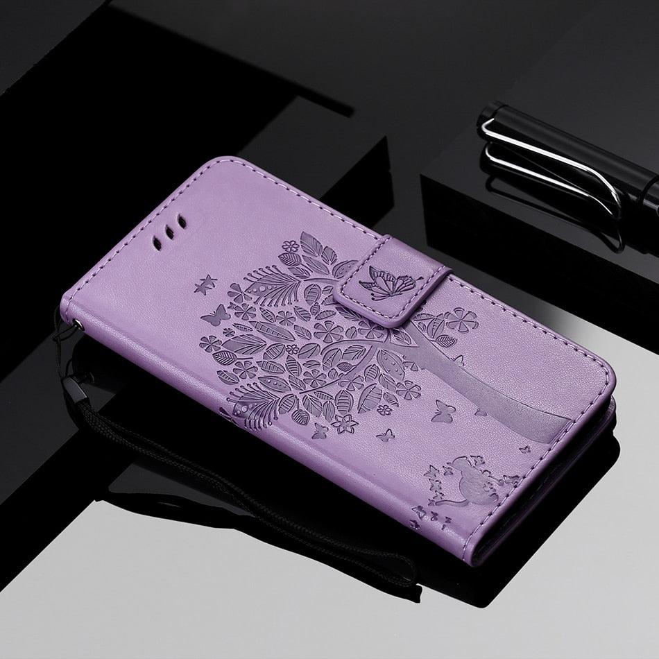 3D Tree Flip Leather Case For iPhone 13 12 Mini Phone Cover PU Leather Wallet Case with Card Holder Kickstand Wrist Strap Flip Cover for iPhone Stevvex