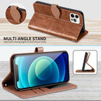 3D Tree Flip Leather Case For iPhone 13 12 Mini Phone Cover PU Leather Wallet Case with Card Holder Kickstand Wrist Strap Flip Cover for iPhone Stevvex