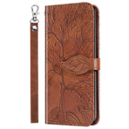 3D Tree Flip Leather Case For iPhone 13 12 Mini Phone Cover PU Leather Wallet Case with Card Holder Kickstand Wrist Strap Flip Cover for iPhone Stevvex