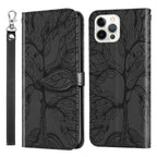 3D Tree Flip Leather Case For iPhone 13 12 Mini Phone Cover PU Leather Wallet Case with Card Holder Kickstand Wrist Strap Flip Cover for iPhone Stevvex