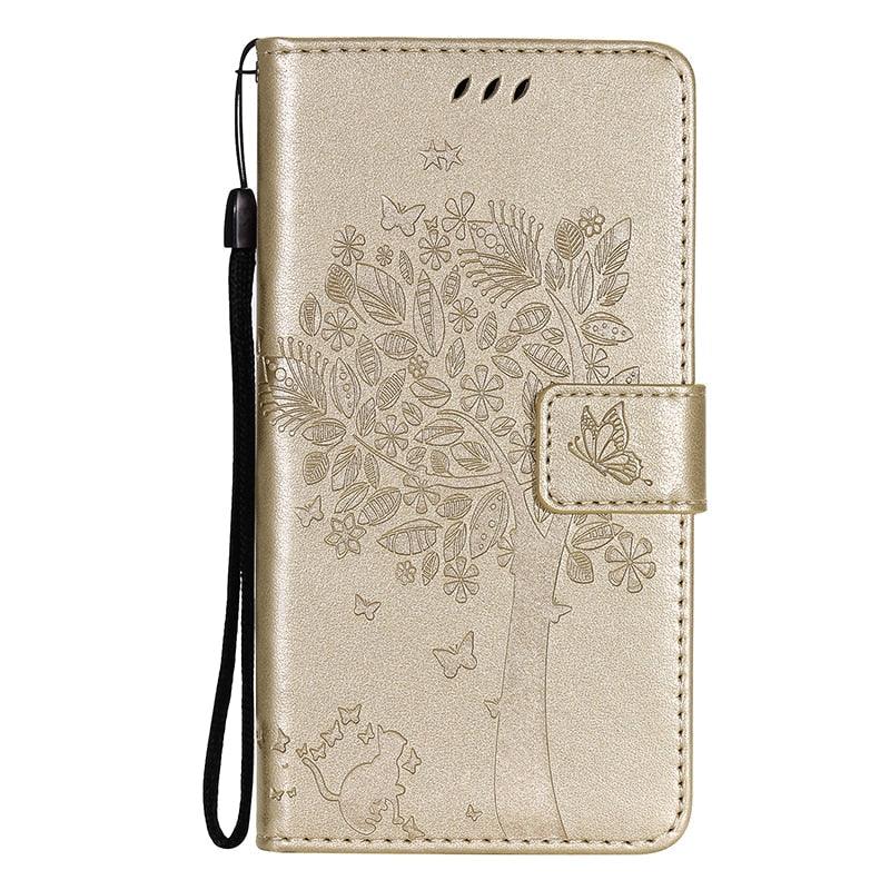 3D Tree Flip Leather Case For iPhone 13 12 Mini Phone Cover PU Leather Wallet Case with Card Holder Kickstand Wrist Strap Flip Cover for iPhone Stevvex