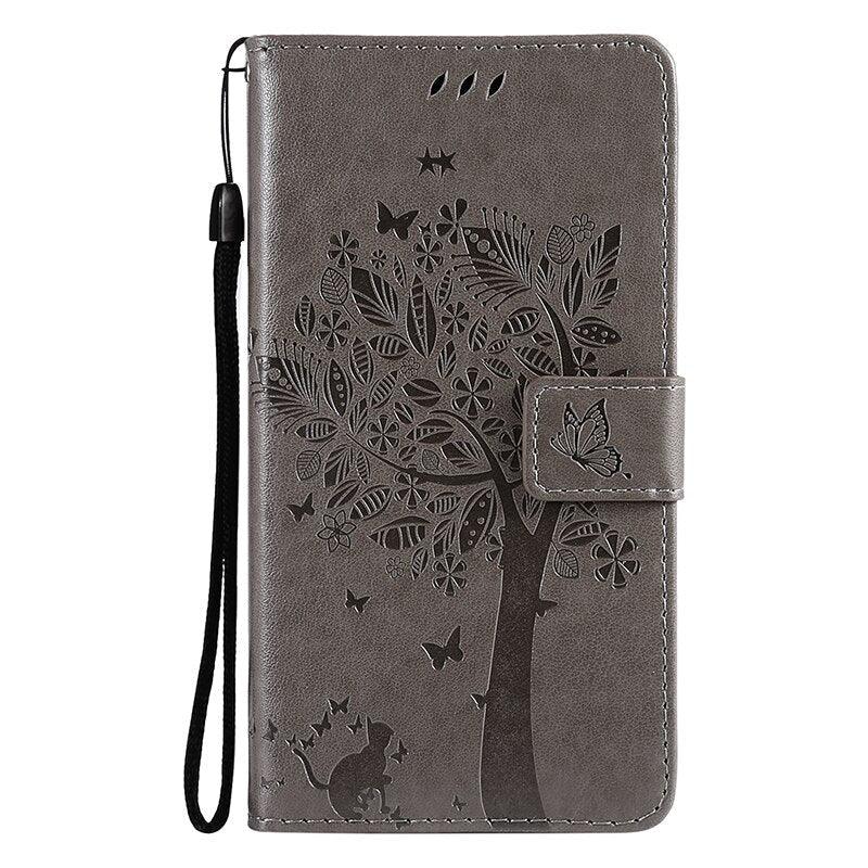 3D Tree Flip Leather Case For iPhone 13 12 Mini Phone Cover PU Leather Wallet Case with Card Holder Kickstand Wrist Strap Flip Cover for iPhone Stevvex