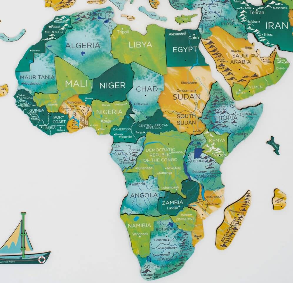 3D Wooden World Map Surface Enjoy The Wood
