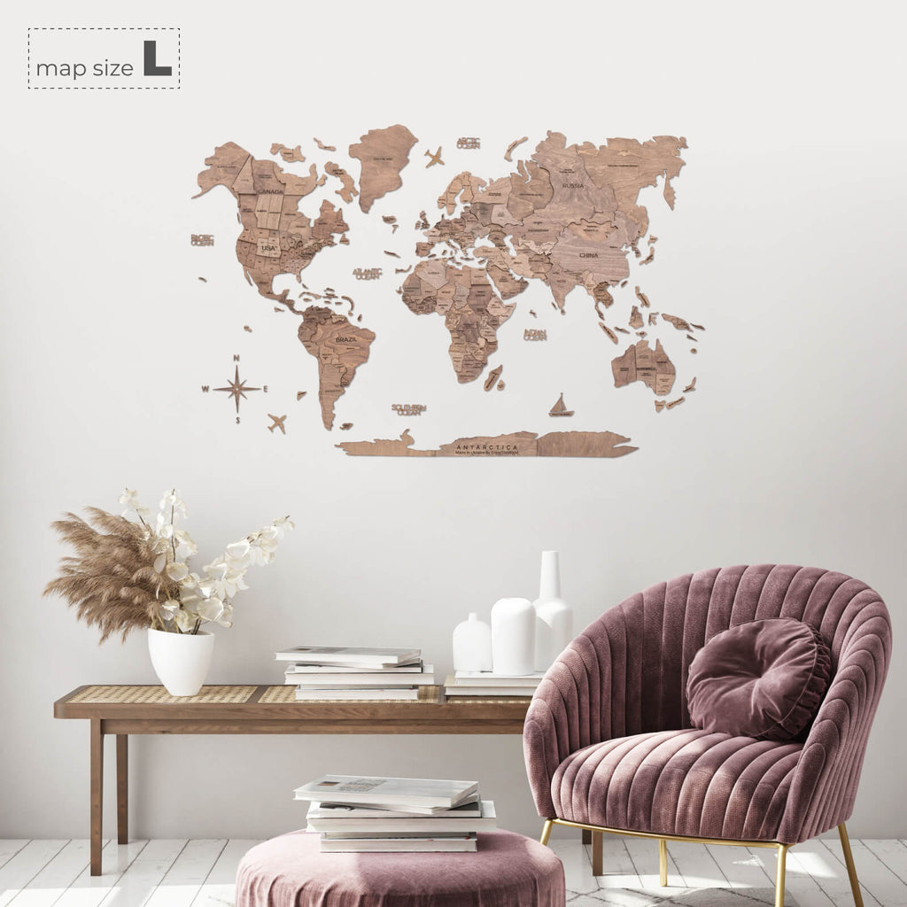 3D Wooden World Map Terra (for US only) - SJB-DIAMOND ELITES