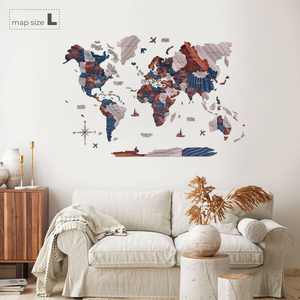 3D Wooden World Map Dune - SJB-DIAMOND ELITES