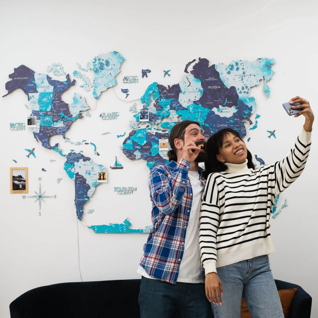 3D LED / LUMINOUS Wooden World Map 3.0 Ocean - SJB-DIAMOND ELITES