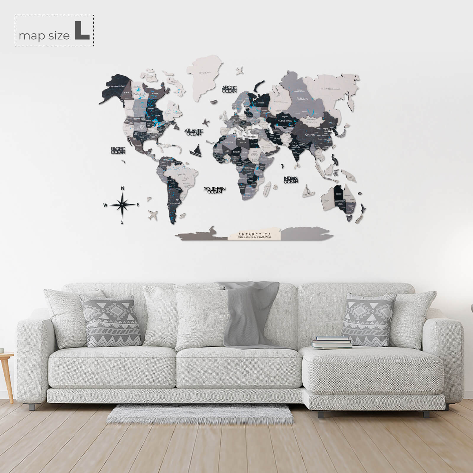 3D Wooden World Map Nordik (for US only) - SJB-DIAMOND ELITES