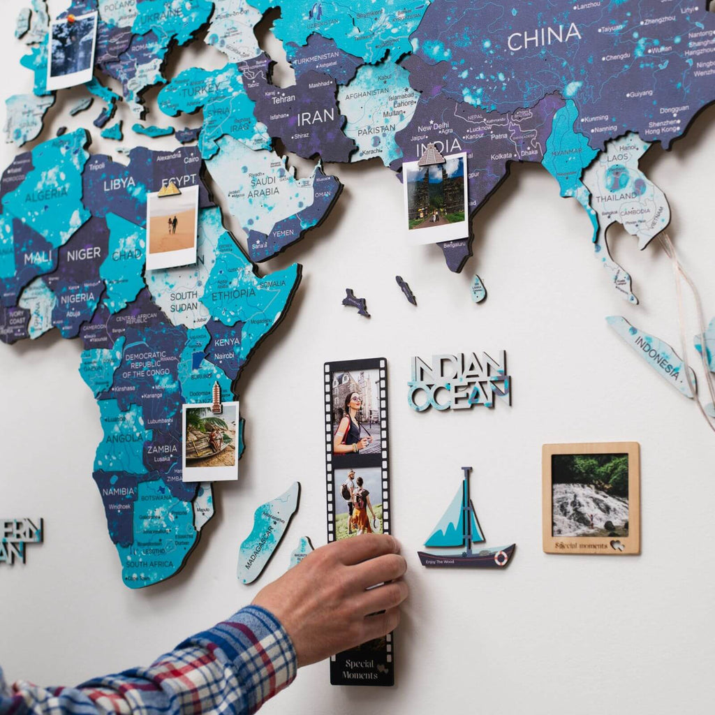 3D LED / LUMINOUS Wooden World Map 3.0 Ocean - SJB-DIAMOND ELITES
