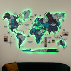 3D LED / LUMINOUS Wooden World Map 3.0 Ocean - SJB-DIAMOND ELITES