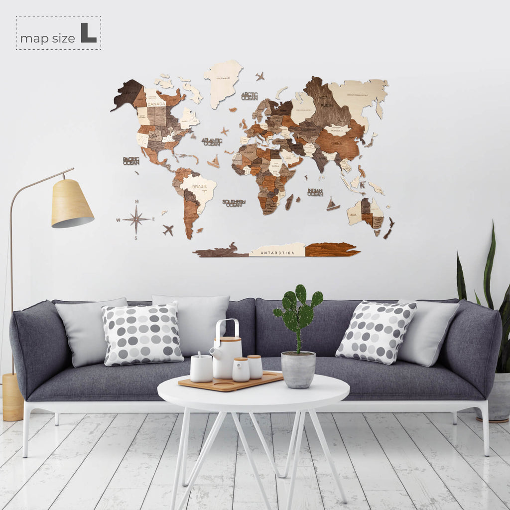 3D Wooden World Map Multicolor (for US only) - SJB-DIAMOND ELITES
