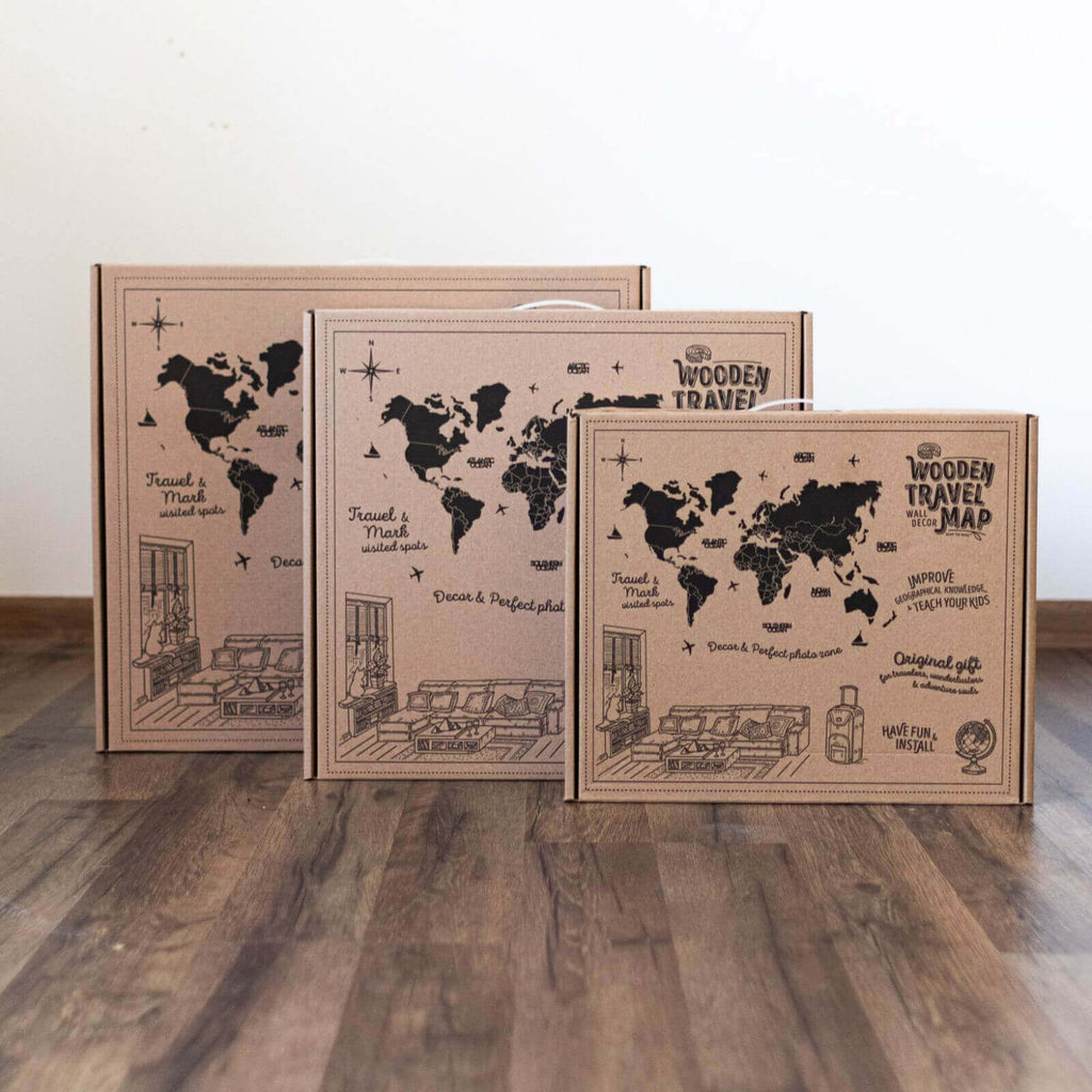 3D Wooden World Map Surface Enjoy The Wood