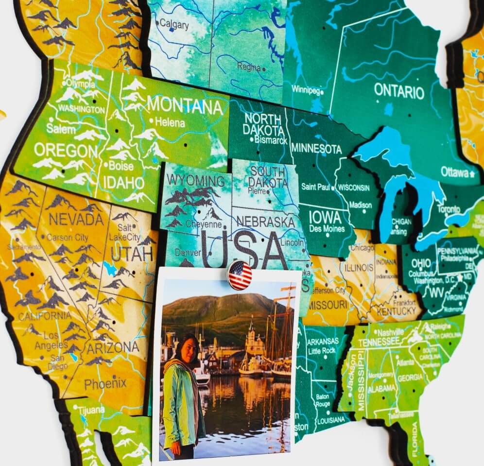 3D Wooden World Map Surface Enjoy The Wood