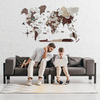 3D Luminous/Magnetic Colored Wooden World Map Cappuccino Enjoy The Wood