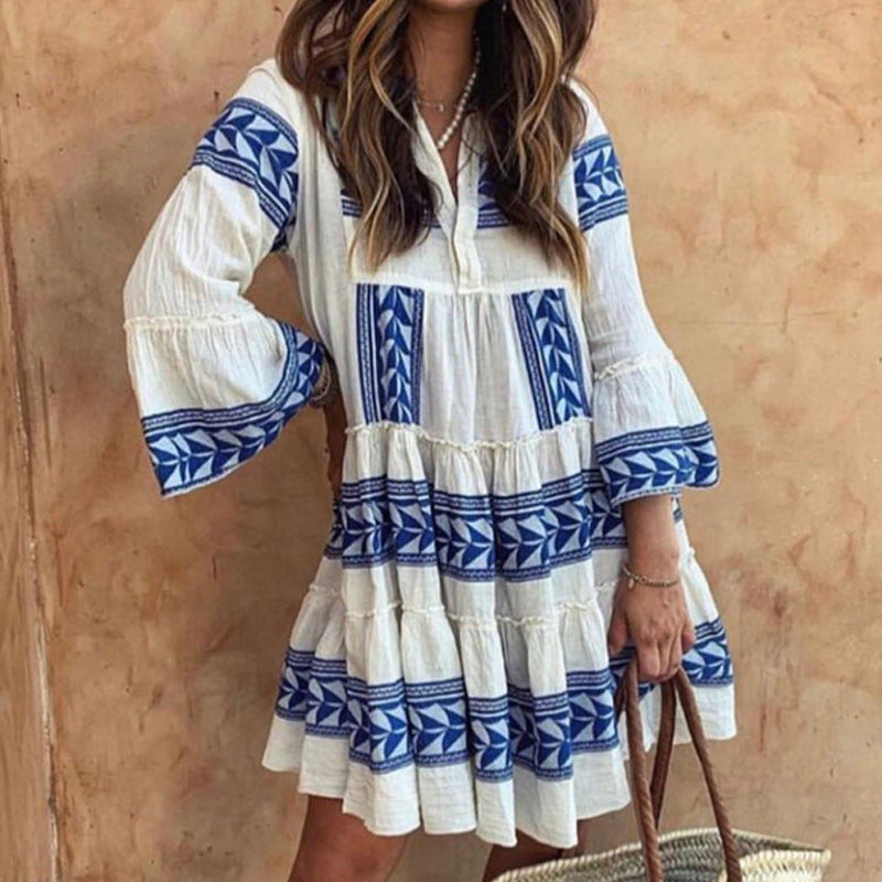 Women's Printed Loose Bohemian Swing Dress