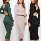 New Style Women's Suits Sweater Dresses Women's Solid Color Backless Bow Tight Dresses - SJB-DIAMOND ELITES