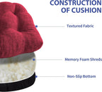 Chair Cushions for Dining Chairs Set of 4, Indoor Kitchen Chair Cushions with Ties and Non Slip Backing, Tufted Memory Foam Seat Cushions, Chair Pads 4 Pack, 15.5" X 15.5" X 4", Red Lootquake LLC