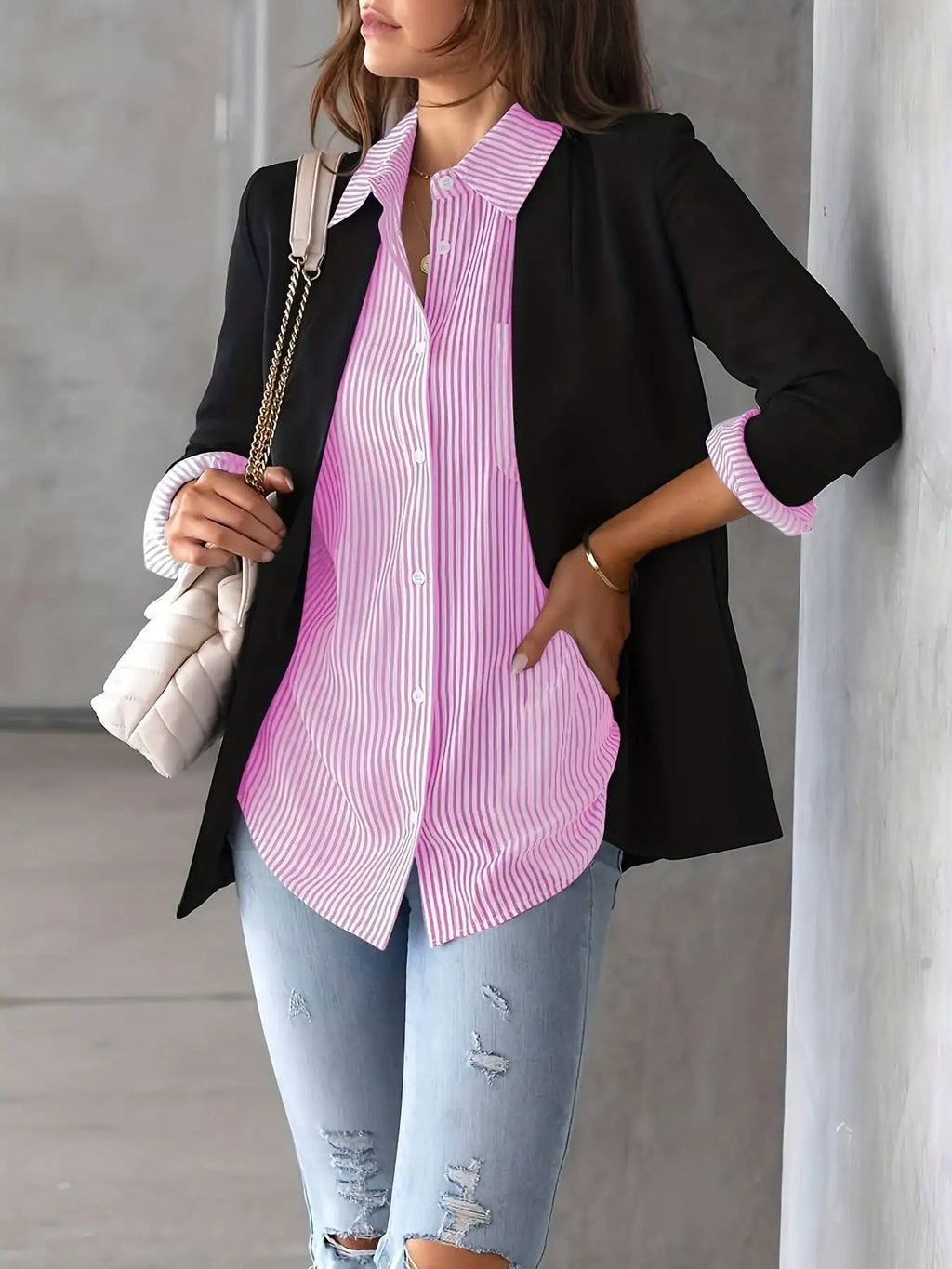 Classic Striped Casual, Business, Versatile Four Seasons Can Wear A Long-sleeved Shirt. - SJB-DIAMOND ELITES