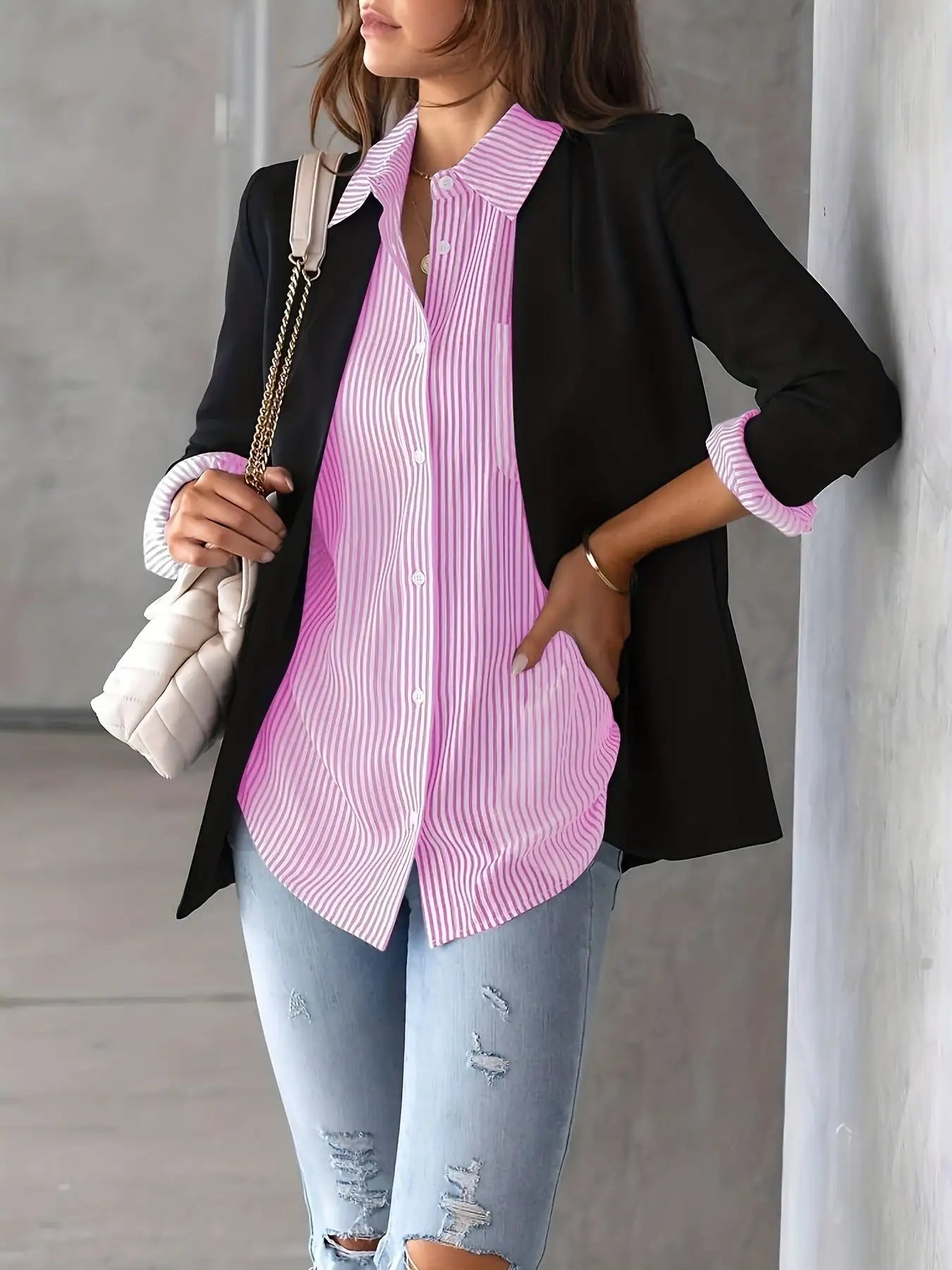 Classic Striped Casual, Business, Versatile Four Seasons Can Wear A Long-sleeved Shirt. - SJB-DIAMOND ELITES