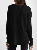 Slit Notched Long Sleeve T-Shirt