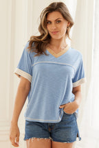 Hailey & Co Contrast Trim Short Sleeve T-Shirt Lootquake LLC
