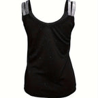 Women's Solid Color Rhinestone Shoulder Strap Sequin Camisole Top - SJB-DIAMOND ELITES
