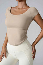 Round Neck Short Sleeve Active T-Shirt THRIXINE