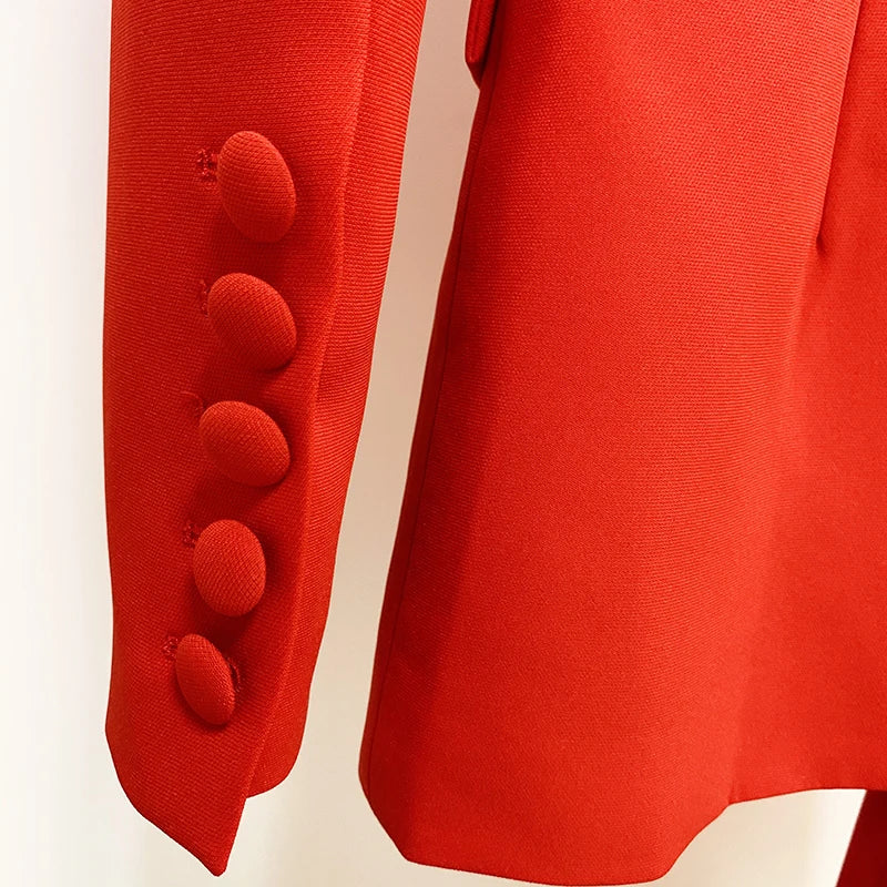 HIGH QUALITY New Fashion 2024 Designer Blazer Suit Set Women's Single Button Red Blazer Flare Pants Suit Purplish Diva