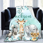 1pc Custom Flannel Blanket, Personalized Cartoon Animal Print Custom Your Name Flannel Blanket, Soft And Warm Memorable Moments Commemorative Blanket, Great Holiday Gift For Classmates, Friends, Family And Lovers, Used For Na