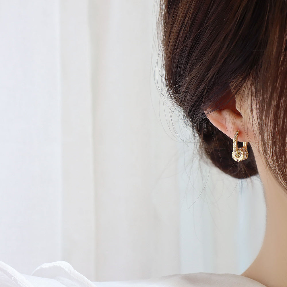 Real Gold Good Luck Implication Earring For Women Rotatable Zirconia Clip Earring