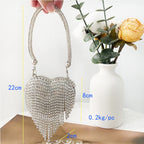 Fringed Rhinestone Bag, Birthday Party purse, Heart Shape Dinner Bag evening Clutch Purse Party, Prom Bag, Party Purse, Prom Bags Clutch, Wedding Purse Crossbody Chain - SJB-DIAMOND ELITES